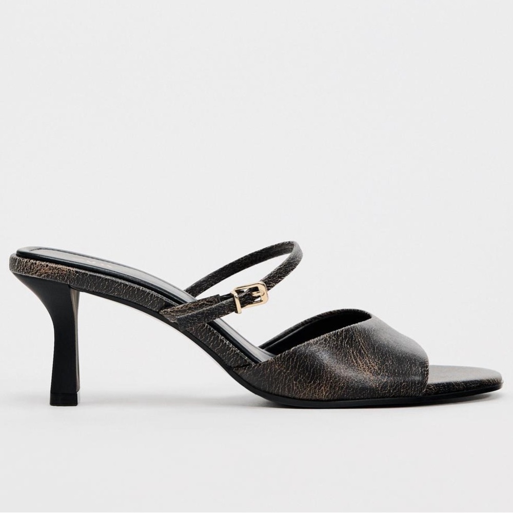 ZARA Distressed Effect Heeled Sandals